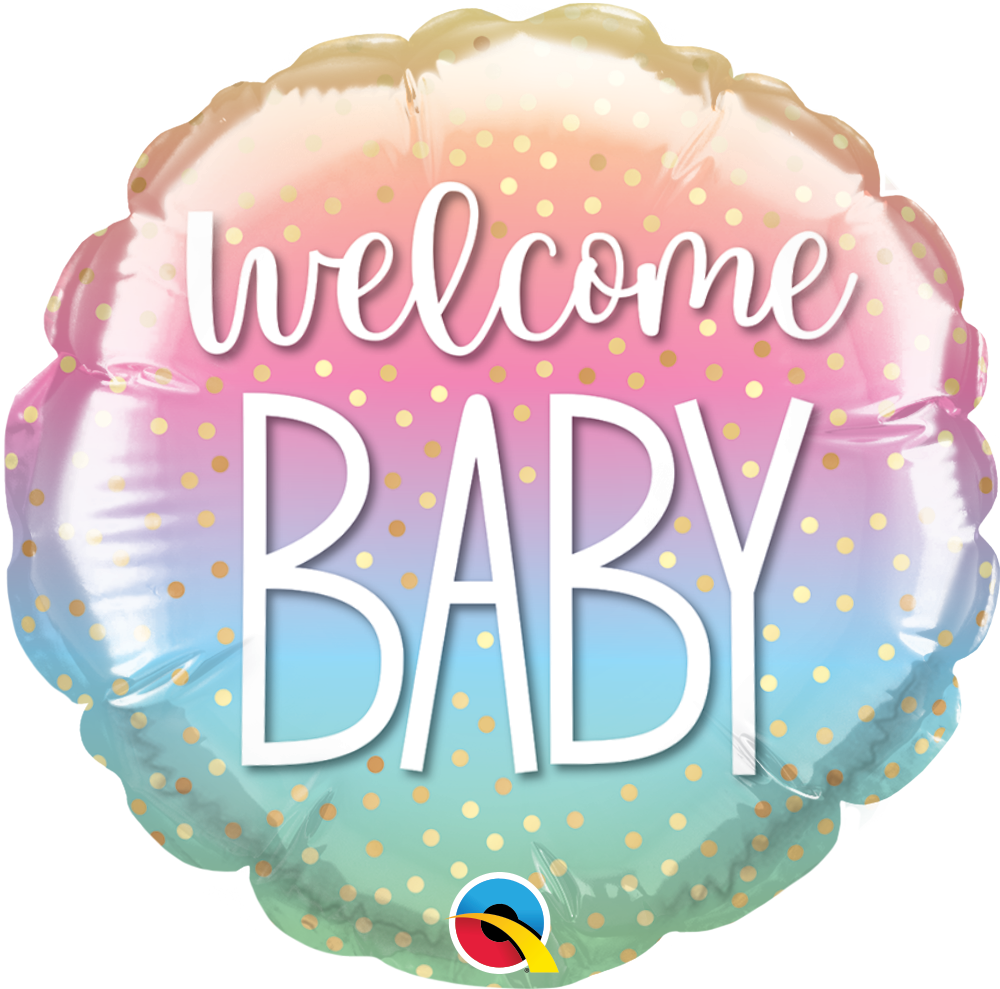 Welcome Baby Round Rainbow Confetti Balloon (Air-filled) - 4 Inches