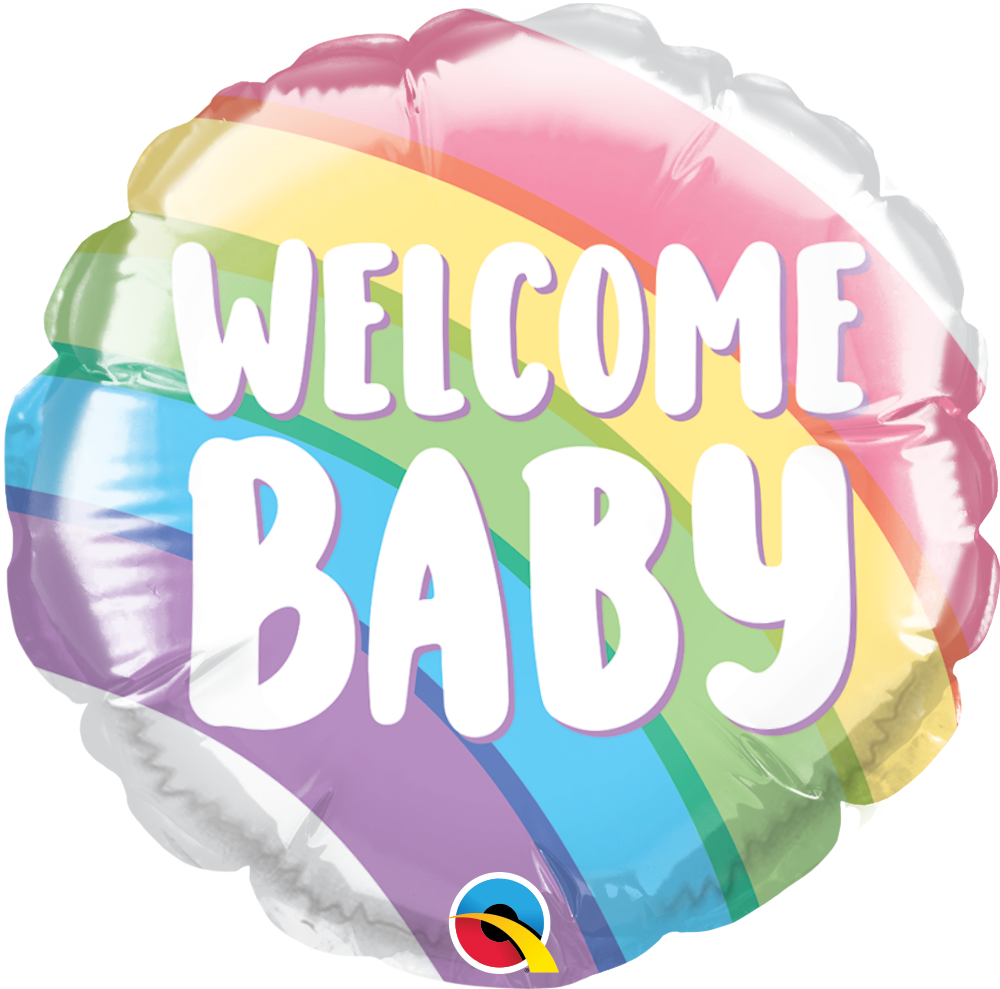 Welcome Baby Round Birthday Rainbow Balloon (Air-filled) - 4 Inches