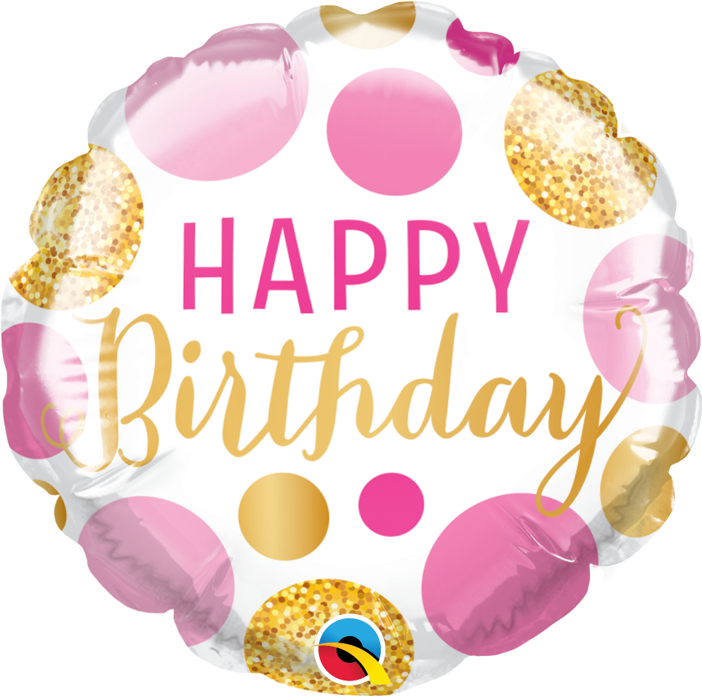 Pink & Gold Dots Round Birthday Balloon (Air-filled) - 4 Inches