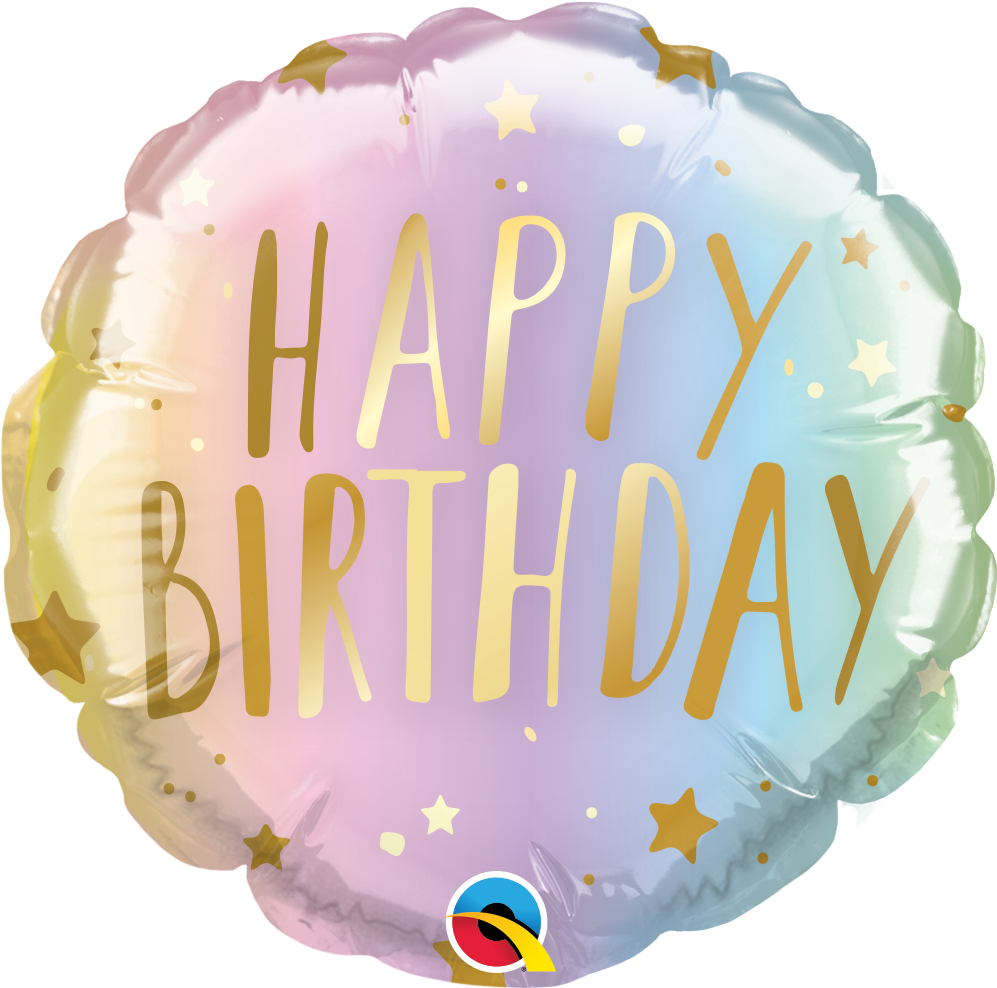 Round Birthday Pastel Ombre & Dots Balloon (Air-filled) - 4 Inches