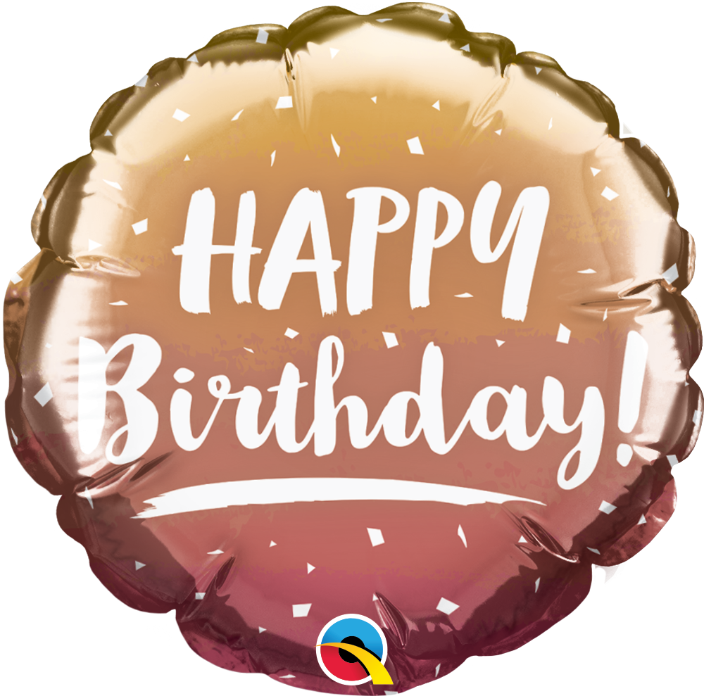 Birthday Gold & Rose Gold Ombre Round Balloon (Air-filled) - 4 Inches
