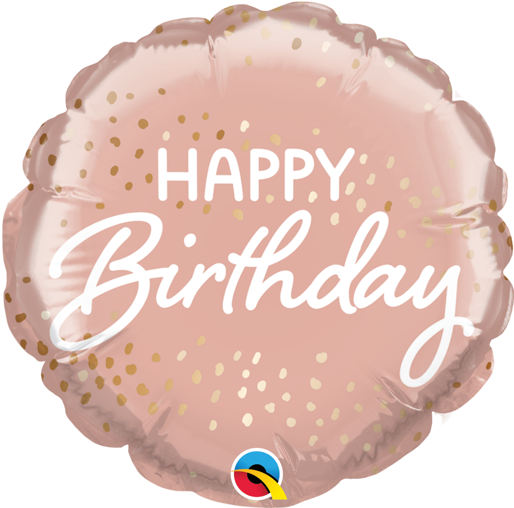 Birthday Pink & Gold Confetti Round Balloon (Air-filled) - 4 Inches